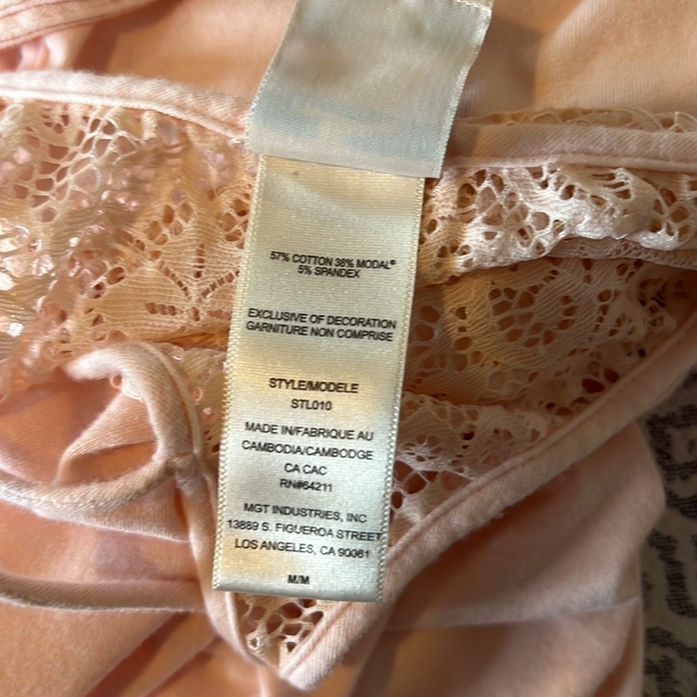 In Bloom by Jonquil Lace Trim Cotton Blend Pale Pink Chemise​​​​​​​​​ - Picture 7 of 7